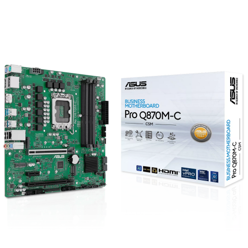 Материнская плата ASUS PRO Q870M-C-CSM LGA1851 mATX 4хDDR5 2хPCIEx16 PCIEx1 2xM.2 USB-C DP HDMI GLAN (90MB1KEP-M0EAYC)