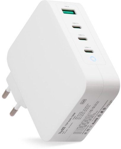 Блок питания TopON TOP-GaN-130W автоматический 130W 5V-20V 5A 4xUSB от бытовой электросети LED индикатор