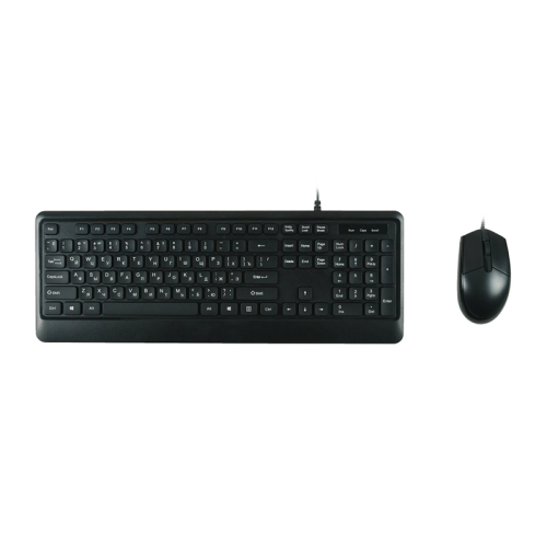 Комплект клавиатура+мышь/ Keyboard/ mouse set MK120, USB wired, 104 кл, 1000DPI, 1.8m, black, Foxline