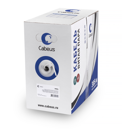 Cabeus UTP-4P-Cat.5e-SOLID-LSZH-LIGHT Кабель витая пара UTP (U/  UTP), категория 5e, 4 пары 0,47мм (24 AWG), одножильный, LSZH, нг(А)-HF, (305 м)
