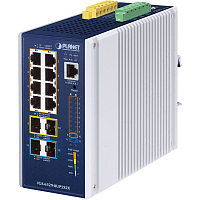 коммутатор/ PLANET IGS-6329-8UP2S2X IP30 DIN-rail Industrial L3 8-Port 10/ 100/ 1000T 802.3bt PoE + 2-port 1G/ 2.5G SFP + 2-Port 10G SFP+ Full Managed Switch (-40 to 75 C, 8-port 95W PoE++, 802.3bt/ PoH/ F