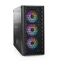 Exegate EX296077RUS Корпус Miditower ExeGate EVO-9202-EVO800 (ATX, БП EVO800RGB с вент. 12 см, с окном, 1*USB+1*USB3.0, аудио, черный, 3 вент. 12см с RGB подсветкой)