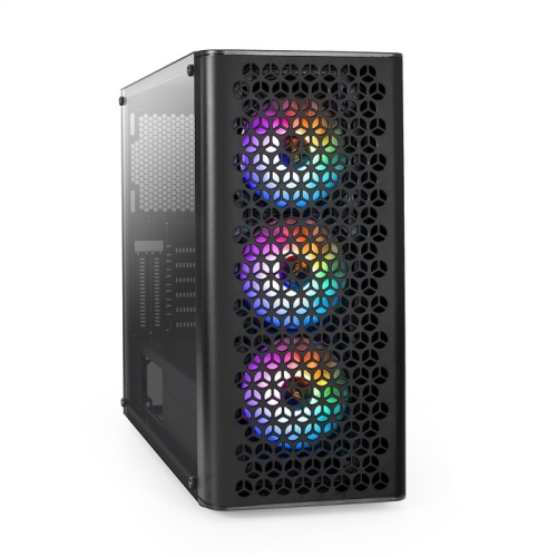 Exegate EX296077RUS Корпус Miditower ExeGate EVO-9202-EVO800 (ATX, БП EVO800RGB с вент. 12 см, с окном, 1*USB+1*USB3.0, аудио, черный, 3 вент. 12см с RGB подсветкой)