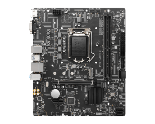 Материнская плата MSI PRO H410M-B {mATX, H510, LGA1200,2xDDR4,1xPCI-Ex16,1xPCI-Ex1,1xM.2,4xSATA3,4xUSB3.2 Gen1,6xUSB2.0,HD Audio}