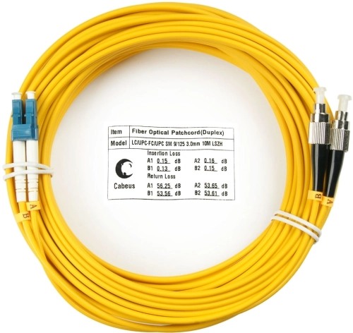 Патч-корд Cabeus FOP(D)-9-LC-FC-10M 2x9/125 OS2 LC дуплекс-FC дуплекс 10м LSZH желтый