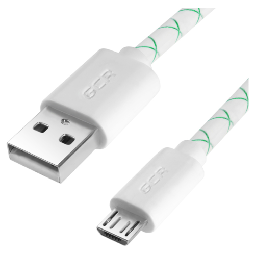 Greenconnect Кабель 2A 1.0m USB 2.0, AM/ microB 5pin, бело-зеленый, белые коннекторы, 28/ 24 AWG, поддержка функции быстрой зарядки, GCR-UA9MCB3-BD-1.0m, морозостойкий.