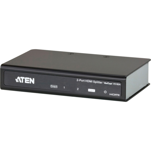 Разветвитель, электрон., HDMI, 1> 2Устройства,  20 метр.(24AWG)/15 метр.(28AWG), F, без шнуров, Б.П. 220> 5.3V, (до 1920x1200 60Hz HDMI 1.3b/HDCP 1.1 HDTV 480p/720p/1080i/1080pкаскад до 3-хУровней)  [VS182]/ 2 PORT HDMI Splitter W/1.8M W/230V ADP