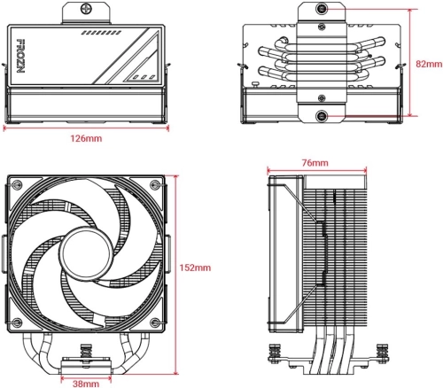 ID-COOLING FROZN A410 SE ARGB LGA1700/ 1200/ 115X/ AM5/ AM4 (10шт/ кор, TDP 180W, PWM, 4 тепл.трубки прямого контакта, ARGB FAN 120mm, черный) RET фото 7