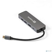 Exegate EX293982RUS Док-станция ExeGate DUB-21C/PD/HL (кабель-адаптер USB Type-C --] 2xUSB3.0 + PD 100W + HDMI 4K@60Hz + Lan RJ45 10/100/1000Mb, Plug&Play, серая)