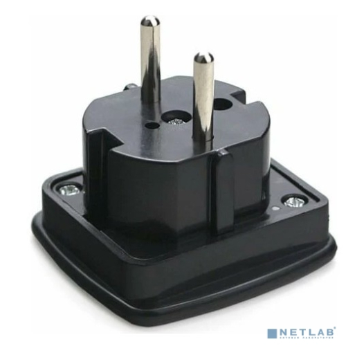 Переходник питания Cablexpert A-AC-UKEU-001B, с вилки EU, UK в RU, чёрный, пакет