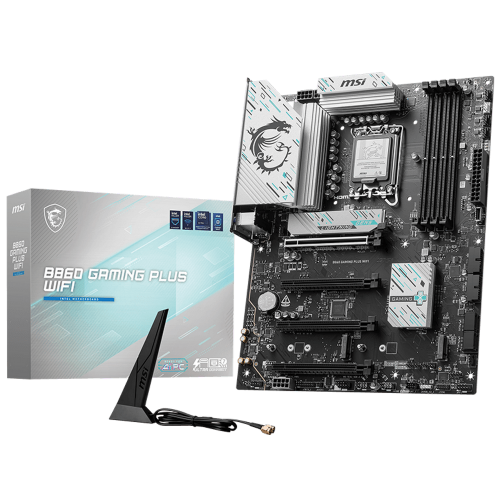 Материнская плата MSI B860 GAMING PLUS WIFI B860, LGA1851, 4*DDR5, 4*PCIEx16, 3*M.2, 1*TypeC, 2*USB3.2Gen2, 6*USB3.2Gen1, 8*USB2.0, 4*SATA3.0, 5G, Type-C(DP), DP, HDMI, ATX, RTL