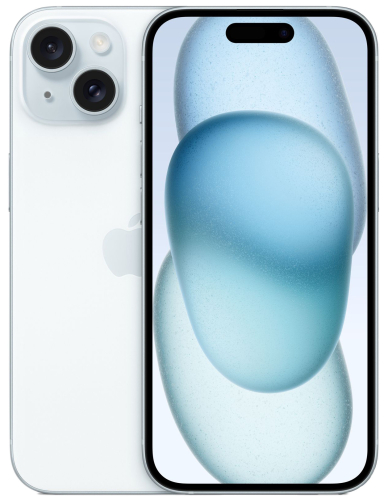 Смартфон Apple A3090 iPhone 15 128Gb голубой моноблок 3G 4G 1Sim 6.1