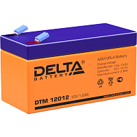 Батарея DELTA серия DTM, DTM 12012, напряжение 12В, емкость 1.2Ач (разряд 20 часов), макс. ток разряда (5 сек.) 18А, макс. ток заряда 0.36А, свинцово-кислотная типа AGM, клеммы F1, ДxШxВ 97х43х52мм.,