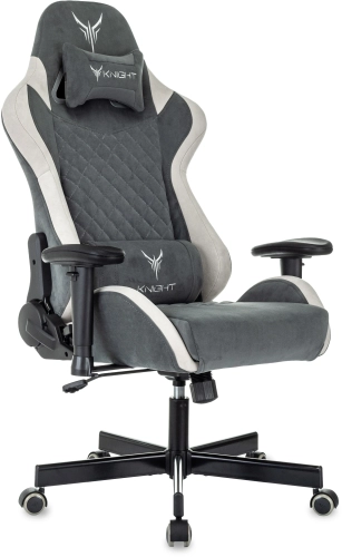 Кресло игровое Knight Regal Fabric серый/ светло-серый искусственная замша крестов. металл (KNIGHT REGAL FABR-GR)
