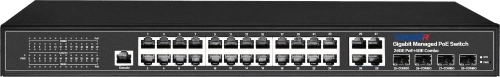 Коммутатор Trassir TR-NS24284C-400-24PoE (L2) 24x1Гбит/ с 4xКомбо(1000BASE-T/ SFP) 24PoE 400W управляемый