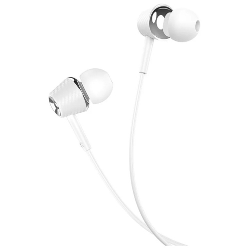 HOCO M70/ Наушники + микрофон/ Кнопка ответа/ 1.2м/ 3.5 mm jack/ White (HC-17429)