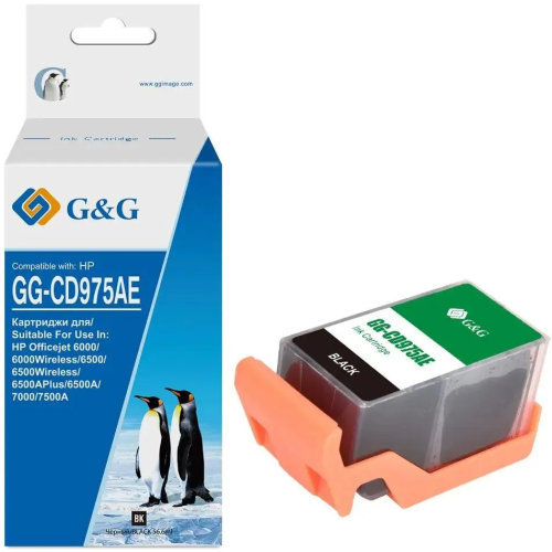 Картридж струйный G&G GG-CD975AE, черный, 56.6 мл, для HP Officejet 6000/6500/6500A/7000/7500A (GG-CD975AE)