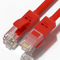 GCR Патч-корд прямой 2.5m UTP кат.5e, красный, позолоченные контакты, 24 AWG, литой, GCR-LNC04-2.5m, ethernet high speed 1 Гбит/ с, RJ45, T568B