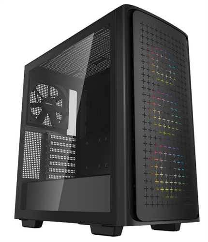 корпус Deepcool CK560 без БП, боковое окно (закаленное стекло), 3xARGB LED 120мм вентилятора спереди и 1x140мм вентилятор сзади, черный, ATX