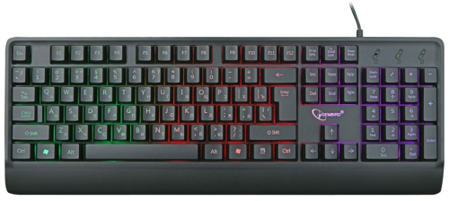 Клавиатура Gembird KB-220L с подстветкой, USB, черный, 104 клавиши, подсветка Rainbow, кабель 1.5м, водоотталкивающая поверхность (KB-220L)