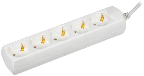 Сетевой удлинитель IEK У05 1.5м (5 розеток) белый (пакет ПЭ) (WYP10-10-05-D15-Z-G)