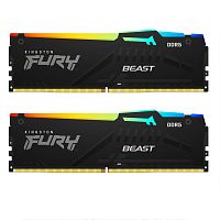 Модуль памяти Kingston 16GB DDR5 5200 DIMM FURY Beast Black RGB kit 2*8,Non-ECC, CL40, 1.25V, 288-pin RTL (KF552C40BBAK2-16)