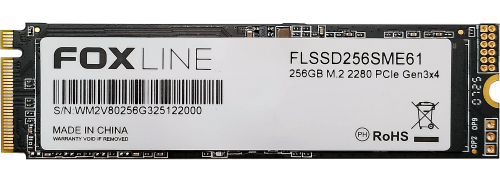 Твердотельный накопитель/ Foxline SSD ME, 256GB, M.2(22x80mm), NVMe, PCIe 3.0 x4, 3D TLC, R/W 1500/1100MB/s (2 года) (FLSSD256SME61)