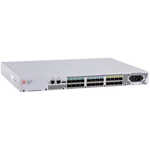 Коммутатор Brocade G610 24-port FC Switch, 8-port licensed, 8x 16Gb SWL SFP+, 1 PS, FOS Notupgradable, Rail Kit (BR-G610-8-16G-0_CR)
