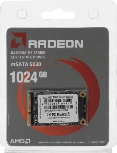 Твердотельный накопитель SSD AMD Radeon 1024GB Client SSD mSATA 3D NAND Retail R5MS1024G5 фото 5