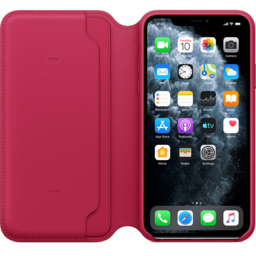 Чехол Apple для iPhone 11 Pro Max Leather Folio кожанный малиновый (MY1N2ZM/A) фото 3