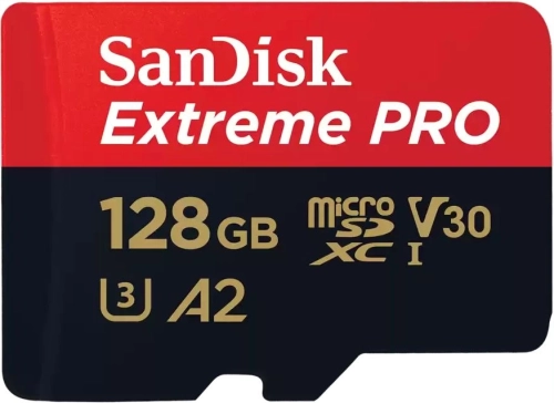Micro SecureDigital 128GB SanDisk Extreme Pro microSD UHS I Card 128GB for 4K Video on Smartphones, Action Cams & Drones 200MB/ s Read, 90MB/ s Write, Lifetime Warranty [SDSQXCD-128G-GN6MA]