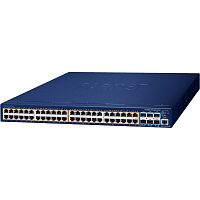 коммутатор/ PLANET Layer 3 48-Port 10/ 100/ 1000T 802.3at PoE + 6-Port 10G SFP+ Stackable Managed Switch (AC 370W, AC+DC 740W PoE budget, Hardware stacking up to 8 units, hardware-based Layer 3 IPv4/ IPv (SGS-6310-48P6XR)