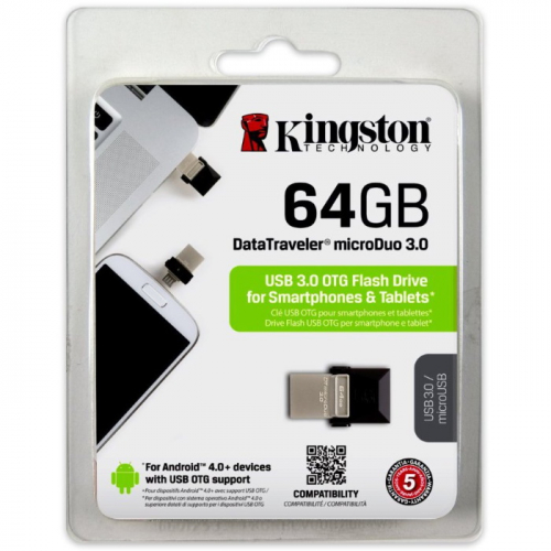 Флеш накопитель 64GB Kingston DataTraveler microDUO, USB 3.0, OTG (DTDUO3/64GB) фото 3