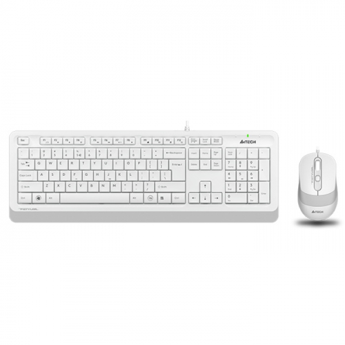 Клавиатура + мышь A4Tech Fstyler F1010, Wired, USB, 600-1000-1600dpi, 4But, Multimedia (F1010 WHITE)