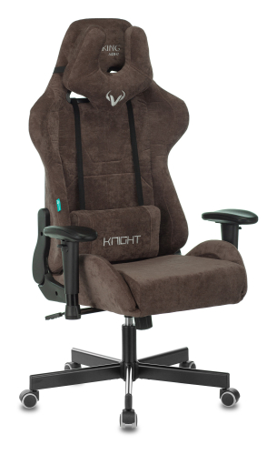 Кресло игровое Zombie VIKING KNIGHT Fabric темно-коричневый Light-10 с подголов. крестов. металл (VIKING KNIGHT LT10)