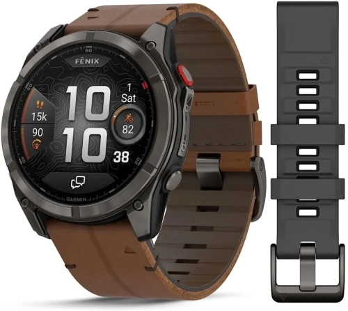 Смарт-часы Garmin Fenix 8 Pro 1.4 AMOLED корп.серый рем.песочный (010-03199-40)