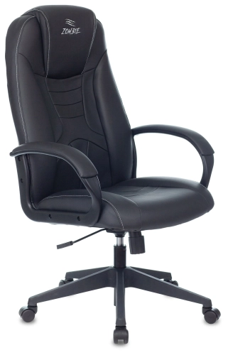 Кресло игровое Zombie 8 черный экокожа крестов. пластик (ZOMBIE 8 BLACK)