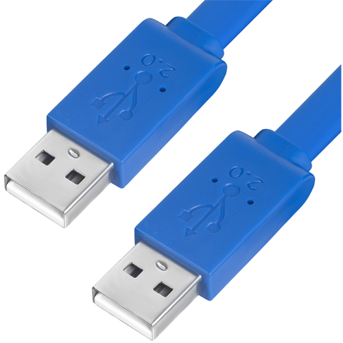 Greenconnect Кабель PROF 1.0m USB 2.0, AM/AM, плоский, синий, морозостойкий, GCR-UM4MF-BD-1.0m