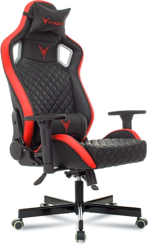 Кресло игровое Knight Outrider черный/ красный ромбик экокожа с подголов. крестов. металл (KNIGHT OUTRIDER BR)