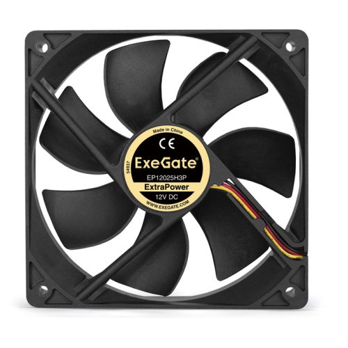 Exegate EX283387RUS Вентилятор ExeGate ExtraPower EP12025H3P, 120x120x25 мм, гидродинамический, 3pin, 1800RPM, 27dBA фото 2