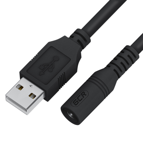 GCR Переходник кабеля питания 1.0m USB AM / DC 3.5х1.35 mm, M/ F, GCR-53522