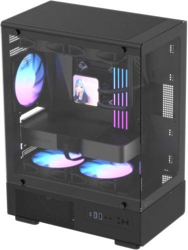 Корпус Formula Crystal Z1CM Plus AR v2 черный без БП mATX 5x120mm 1xUSB3.0 audio bott PSU (CRYSTAL Z1CM PLUS BLACK AR V2) фото 2