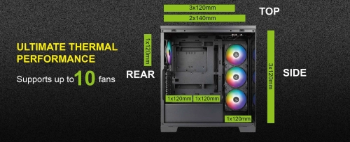 Корпус Azza COVE черный без БП ATX 4x120mm 1xUSB2.0 1xUSB3.0 1xUSB3.1 audio bott PSU (CSAZ-570B COVE) фото 9