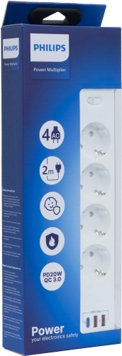 Сетевой фильтр Philips CHP4346WA/ 51 2м (4 розетки) белый (коробка) (CHP4346WA/51) фото 2