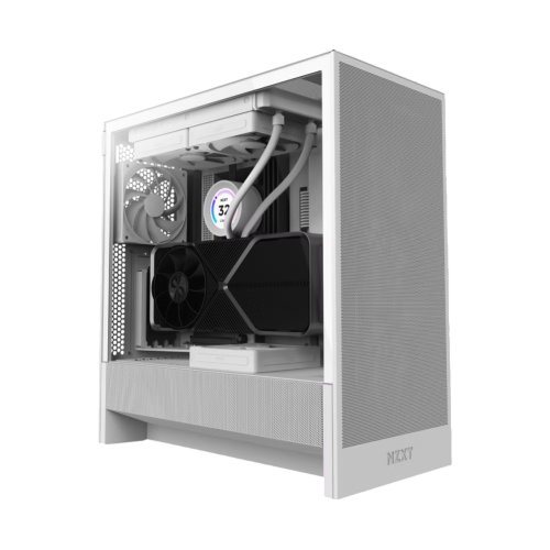 Корпус ПК без блока питания/ Case NZXT H5 Flow (2024), Midi-Tower, TG, 2x120mm, 1xUSB-A 3.2 + 1xUSB-C 3.2, E-ATX, ATX, mATX, mITX White (CC-H52FW-01)