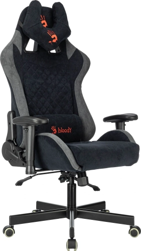 Кресло игровое эргономичное A4Tech Bloody GC-580 черный/ серый искусственная замша с подголов. крестов. (BLOODY GC-580 BLACK)