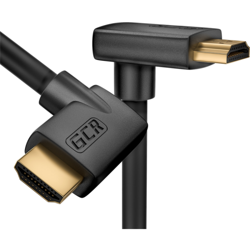 GCR Кабель 1.0m HDMI 2.0, M правый угол / M верхний угол, черный, HDR 4:2:2, Ultra HD, 4K 60 fps 60Hz/ 5K*30Hz, 3D, AUDIO, 18.0 Гбит/ с, 28/ 28 AWG, GCR-52315