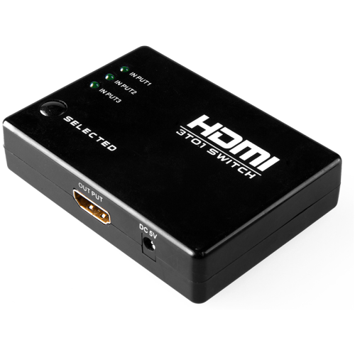 Переключатель HDMI 3 x 1 Greenline, 1080P 60Hz, пульт ДУ, DeepColor, GL-v301