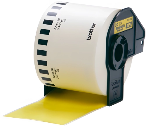 Картридж ленточный Brother DK44605 черный на желтом 62x30.48 для Brother QL-5X0, QL-7X00, QL-8X0, QL-10X0, QL-1X10 фото 2