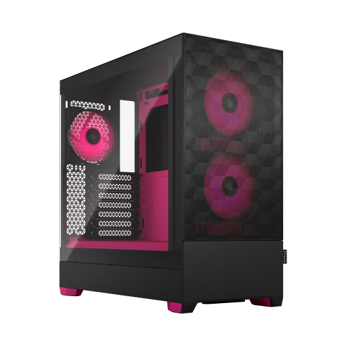 Корпус ПК без блока питания/ Case Fractal Design Pop Air RGB Magenta Core TG Clear Tint, Midi-Tower, 3x120mm RGB, 2xUSB-A 3.2 ATX, mATX, mITX Black/ Magenta (FD-C-POR1A-03)